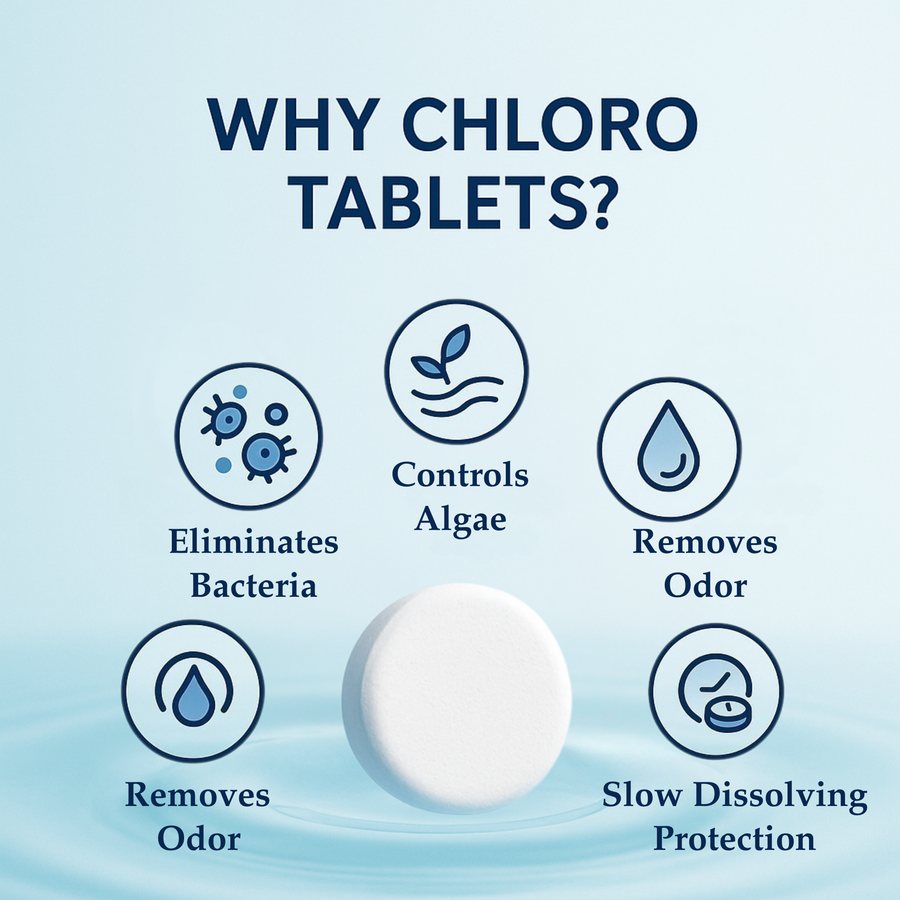 Bepure Chloro 1000 Water Purification Chlorine Tablets for Water Tank US FDA Approved Eliminates Bacteria, Algae and Odor from Water Tank
