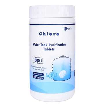 Bepure Chloro 1000 Water Purification Chlorine Tablets for Water Tank Pack of 200 Tablets US FDA Approved Eliminates Bacteria, Algae and Odor from Water Tank | 200 Tablets for 200000 litres