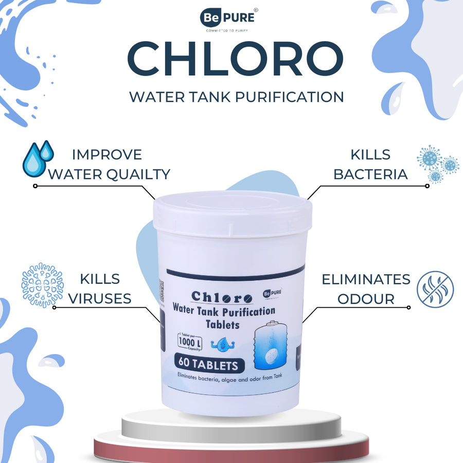 Bepure Chloro 1000 Water Purification Chlorine Tablets for Water Tank US FDA Approved Eliminates Bacteria, Algae and Odor from Water Tank