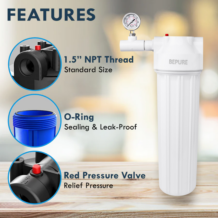 Bepure MF 1 Whole House Water Filter with inbuilt Pressure Gauge